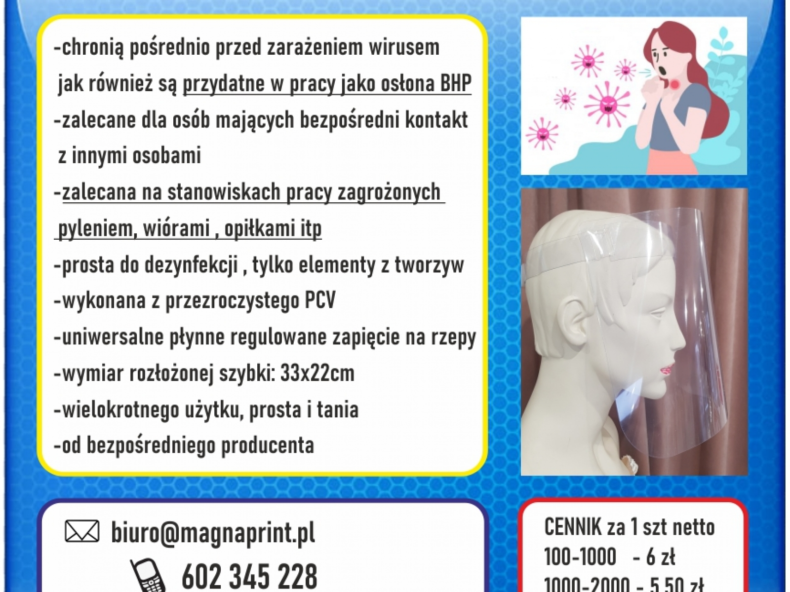 Przyłbice ochronne na twarz producent poleca