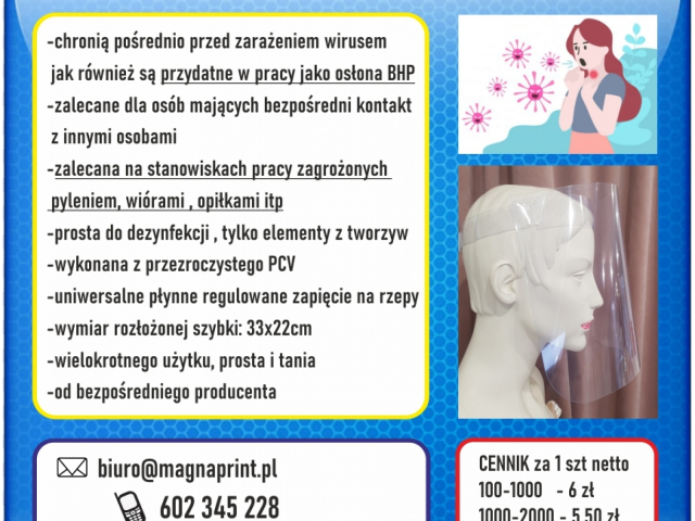 Przyłbice ochronne na twarz producent poleca