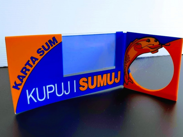 Shelf stoper ze skrzydełkiem i okienkiem cenowym