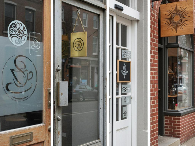 Samoprzylepne czy wiszące? Rodzaje wywieszek na drzwi sklepowe i ich zastosowanie