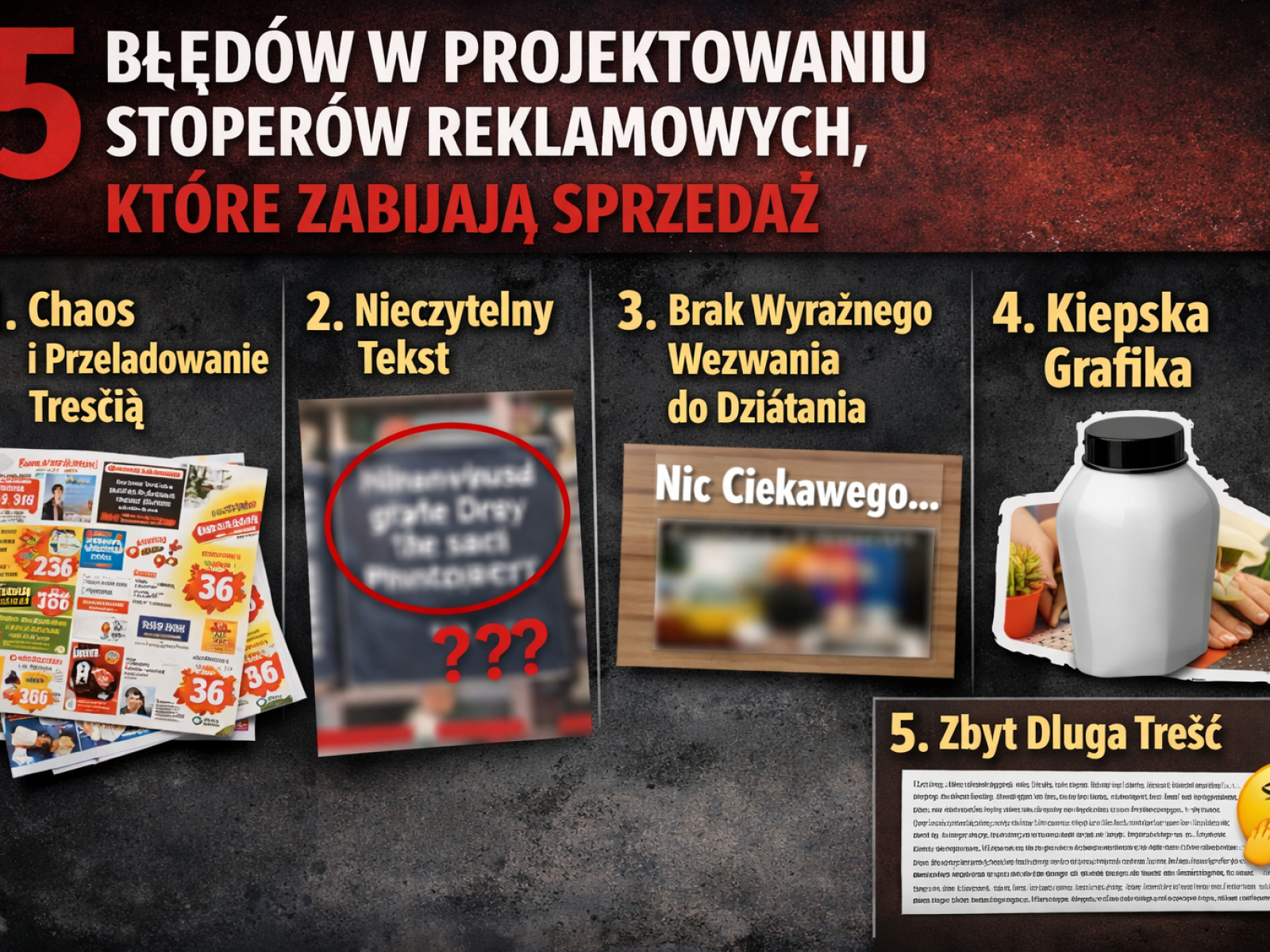5 błędów w projektowaniu stoperów reklamowych, które zabijają sprzedaż
