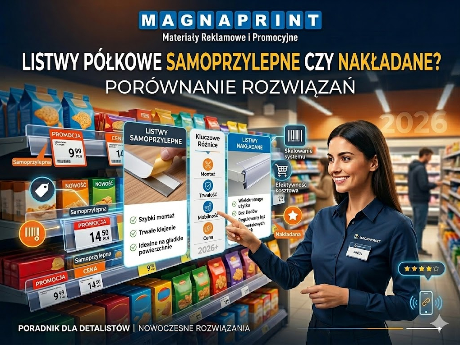 Listwy półkowe samoprzylepne czy nakładane? Porównanie | Magnaprint