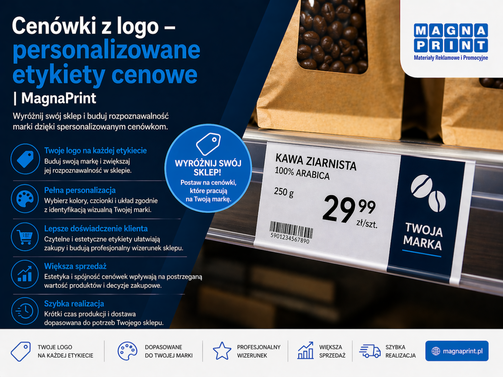 Cenówki z logo – personalizowane etykiety cenowe | MagnaPrint