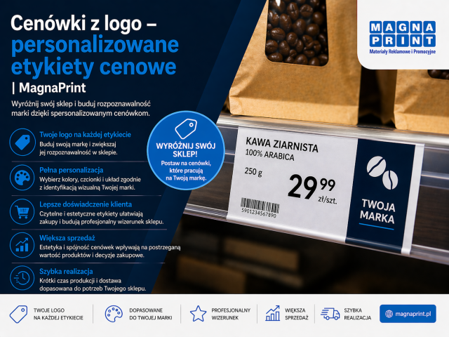 Cenówki z logo – personalizowane etykiety cenowe | MagnaPrint