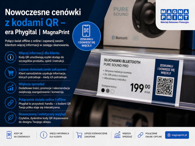 Nowoczesne cenówki z kodami QR – era Phygital | MagnaPrint