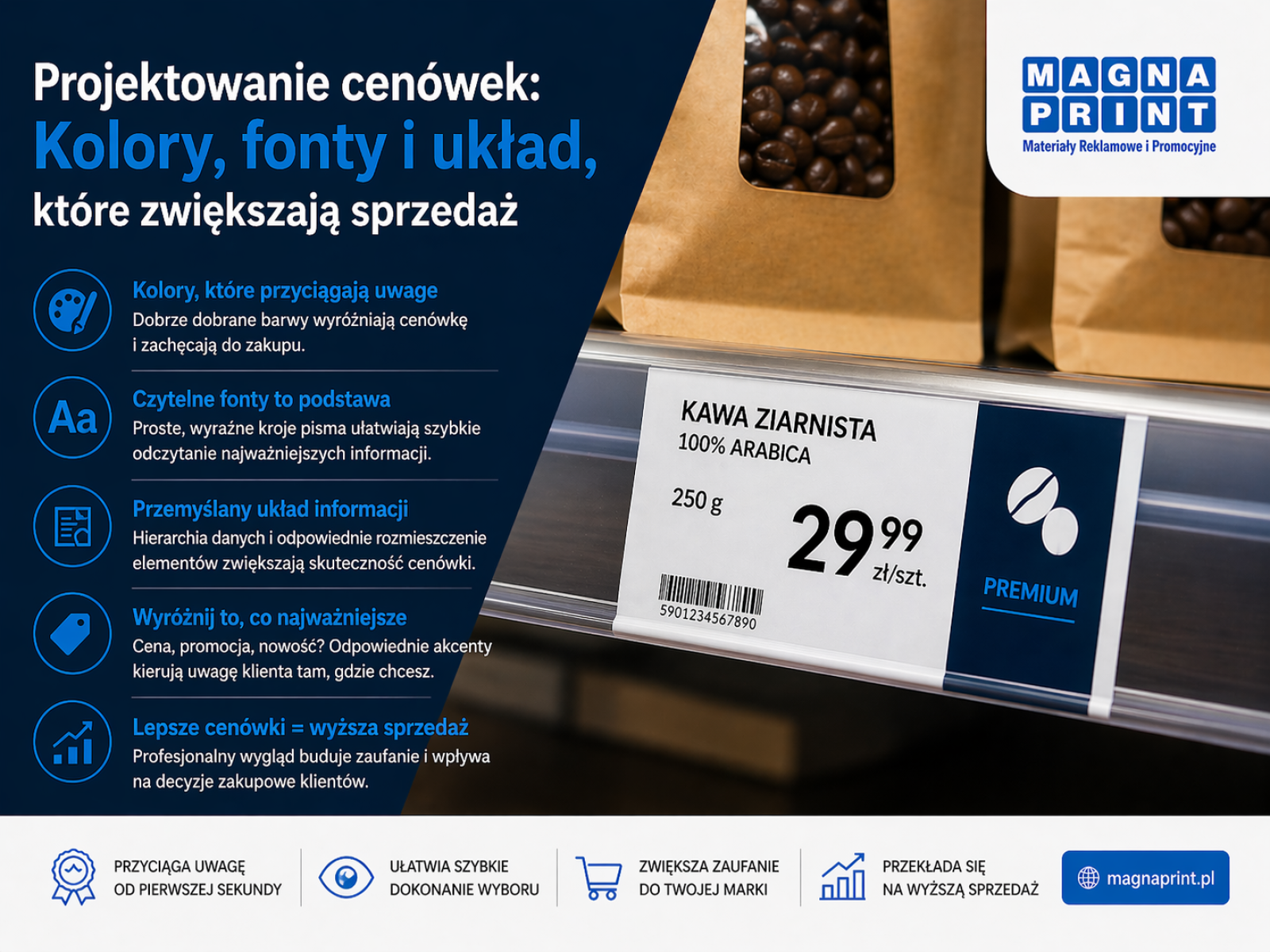 Projektowanie czytelnych cenówek – poradnik dla sklepów | MagnaPrint